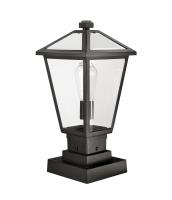 One Light Outdoor Pier Mounted Fixture by Z-Lite - Talbot Collection, Black Finish - 579PHMS-SQPM-BK