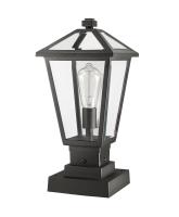 One Light Outdoor Pier Mounted Fixture by Z-Lite - Talbot Collection, Black Finish - 579PHMS-SQPM-BK