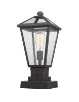 One Light Outdoor Pier Mounted Fixture by Z-Lite - Talbot Collection, Oil Rubbed Bronze Finish - 579PHMS-SQPM-ORB
