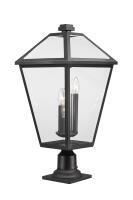 Three Light Outdoor Pier Mounted Fixture by Z-Lite - Talbot Collection, Black Finish - 579PHXLR-533PM-BK