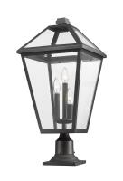 Three Light Outdoor Pier Mounted Fixture by Z-Lite - Talbot Collection, Black Finish - 579PHXLR-533PM-BK