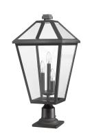 Three Light Outdoor Pier Mounted Fixture by Z-Lite - Talbot Collection, Black Finish - 579PHXLR-533PM-BK