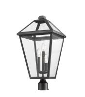 Three Light Outdoor Post Mount Fixture by Z-Lite - Talbot Collection, Black Finish - 579PHXLR-BK