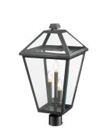 Three Light Outdoor Post Mount Fixture by Z-Lite - Talbot Collection, Black Finish - 579PHXLR-BK