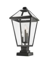 Three Light Outdoor Pier Mounted Fixture by Z-Lite - Talbot Collection, Black Finish - 579PHXLS-SQPM-BK