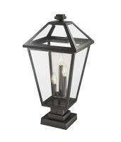 Three Light Outdoor Pier Mounted Fixture by Z-Lite - Talbot Collection, Black Finish - 579PHXLS-SQPM-BK