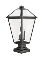 Three Light Outdoor Pier Mounted Fixture by Z-Lite - Talbot Collection, Black Finish - 579PHXLS-SQPM-BK