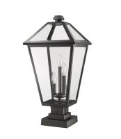 Three Light Outdoor Pier Mounted Fixture by Z-Lite - Talbot Collection, Black Finish - 579PHXLS-SQPM-BK