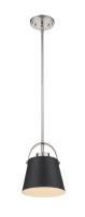 One Light Pendant by Z-Lite - Z-Studio Collection, Matte Black + Brushed Nickel Finish - 726MP-MB+BN