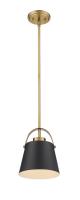 One Light Pendant by Z-Lite - Z-Studio Collection, Matte Black + Heritage Brass Finish - 726MP-MB+HBR