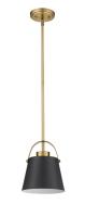One Light Pendant by Z-Lite - Z-Studio Collection, Matte Black + Heritage Brass Finish - 726MP-MB+HBR