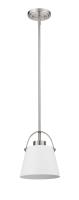 One Light Pendant by Z-Lite - Z-Studio Collection, Matte White + Brushed Nickel Finish - 726MP-MW+BN