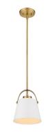 One Light Pendant by Z-Lite - Z-Studio Collection, Matte White + Heritage Brass Finish - 726MP-MW+HBR