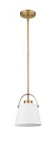 One Light Pendant by Z-Lite - Z-Studio Collection, Matte White + Heritage Brass Finish - 726MP-MW+HBR