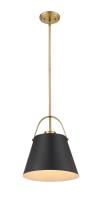 One Light Pendant by Z-Lite - Z-Studio Collection, Matte Black + Heritage Brass Finish - 726P-MB+HBR