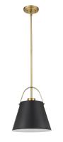 One Light Pendant by Z-Lite - Z-Studio Collection, Matte Black + Heritage Brass Finish - 726P-MB+HBR