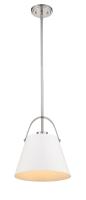 One Light Pendant by Z-Lite - Z-Studio Collection, Matte White + Brushed Nickel Finish - 726P-MW+BN