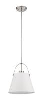 One Light Pendant by Z-Lite - Z-Studio Collection, Matte White + Brushed Nickel Finish - 726P-MW+BN