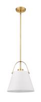 One Light Pendant by Z-Lite - Z-Studio Collection, Matte White + Heritage Brass Finish - 726P-MW+HBR