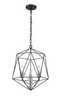 Three Light Chandelier by Z-Lite - Geo Collection, Matte Black + Chrome Finish - 918-14MB-CH