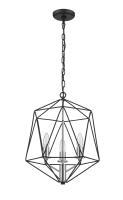 Three Light Chandelier by Z-Lite - Geo Collection, Matte Black + Chrome Finish - 918-14MB-CH
