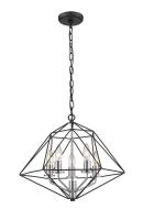 Five Light Chandelier by Z-Lite - Geo Collection, Matte Black + Chrome Finish - 918-18MB-CH