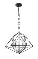 Five Light Chandelier by Z-Lite - Geo Collection, Matte Black + Chrome Finish - 918-18MB-CH