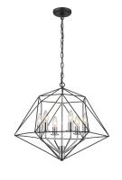Six Light Chandelier by Z-Lite - Geo Collection, Matte Black + Chrome Finish - 918-22MB-CH