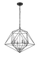Six Light Chandelier by Z-Lite - Geo Collection, Matte Black + Chrome Finish - 918-22MB-CH