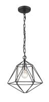 One Light Pendant by Z-Lite - Geo Collection, Matte Black + Chrome Finish - 918MP-MB-CH
