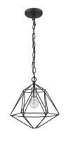 One Light Pendant by Z-Lite - Geo Collection, Matte Black + Chrome Finish - 918MP-MB-CH