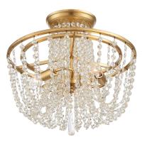 Three Light Semi Flush Mount by Crystorama - Arcadia Collection, Antique Gold Finish - ARC-1900-GA-CL-MWP