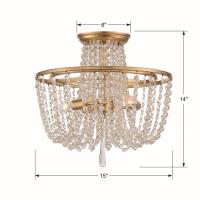 Three Light Semi Flush Mount by Crystorama - Arcadia Collection, Antique Gold Finish - ARC-1900-GA-CL-MWP
