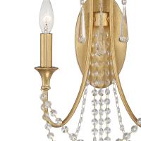 Two Light Wall Sconce by Crystorama - Arcadia Collection, Antique Gold Finish - ARC-1902-GA-CL-MWP