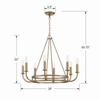 Eight Light Chandelier by Crystorama - Bailey Collection, Aged Brass Finish - BAI-A2108-AG