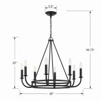 Eight Light Chandelier by Crystorama - Bailey Collection, Matte Black Finish - BAI-A2108-MK