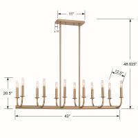 12 Light Chandelier by Crystorama - Bailey Collection, Aged Brass Finish - BAI-A2112-AG