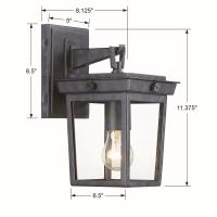 One Light Outdoor Wall Sconce by Crystorama - Belmont Collection, Graphite Finish - BEL-A8061-GE