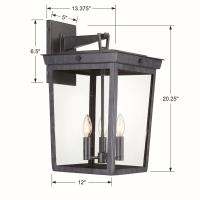 Three Light Outdoor Wall Sconce by Crystorama - Belmont Collection, Graphite Finish - BEL-A8063-GE