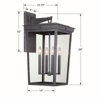 Four Light Outdoor Wall Sconce by Crystorama - Belmont Collection, Graphite Finish - BEL-A8064-GE