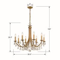 Eight Light Chandelier by Crystorama - Bridgehampton Collection, Antique Gold Finish - 8828-GA-CL-S
