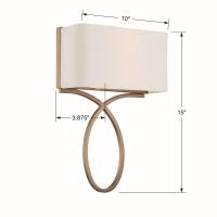 Two Light Wall Sconce by Crystorama - Brinkley Collection, Vibrant Gold Finish - BRK-A3702-VG