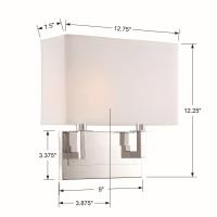 Two Light Wall Sconce by Crystorama - Durham Collection, Polished Nickel Finish - DUR-A3542-PN