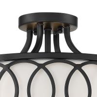Three Light Semi Flush Mount by Crystorama - Graham Collection, Matte Black Finish - 285-MK