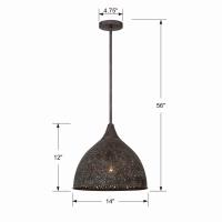One Light Pendant by Crystorama - Jasmine Collection, Forged Bronze Finish - JAS-A5010-FB