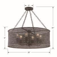 Six Light Chandelier by Crystorama - Jasmine Collection, Forged Bronze Finish - JAS-A5016-FB