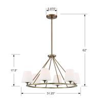 Six Light Chandelier by Crystorama - Keenan Collection, Vibrant Gold Finish - KEE-A3006-VG
