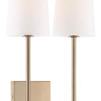 Two Light Wall Sconce by Crystorama - Lena Collection, Vibrant Gold Finish - LEN-252-VG