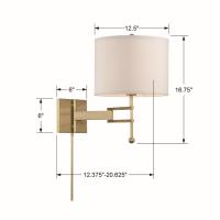 One Light Wall Sconce by Crystorama - Marshall Collection, Aged Brass Finish - MAR-A8031-AG