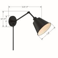One Light Wall Sconce by Crystorama - Mitchell Collection, Matte Black Finish - MIT-A8020-MK
